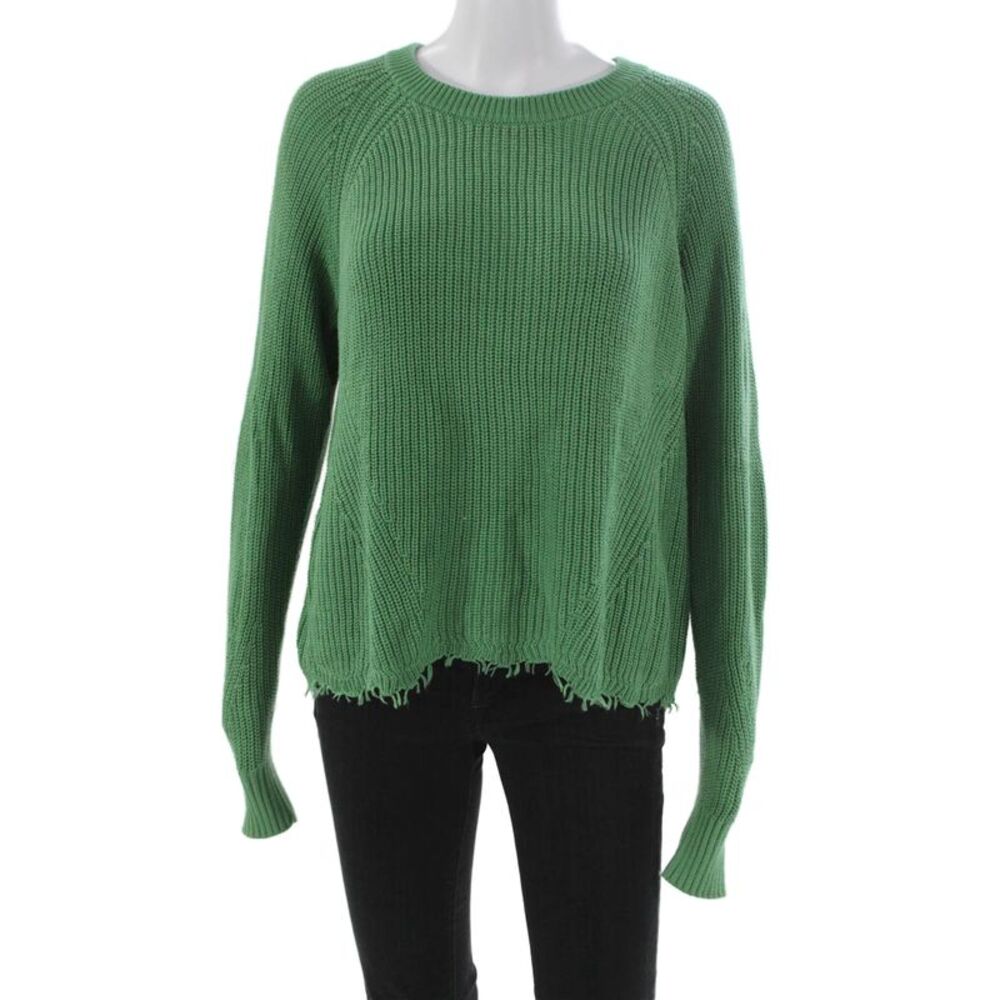 Cotton By Autumn Cashmere Womens Pullover Green Crew Neck Long Sleeve Size XL